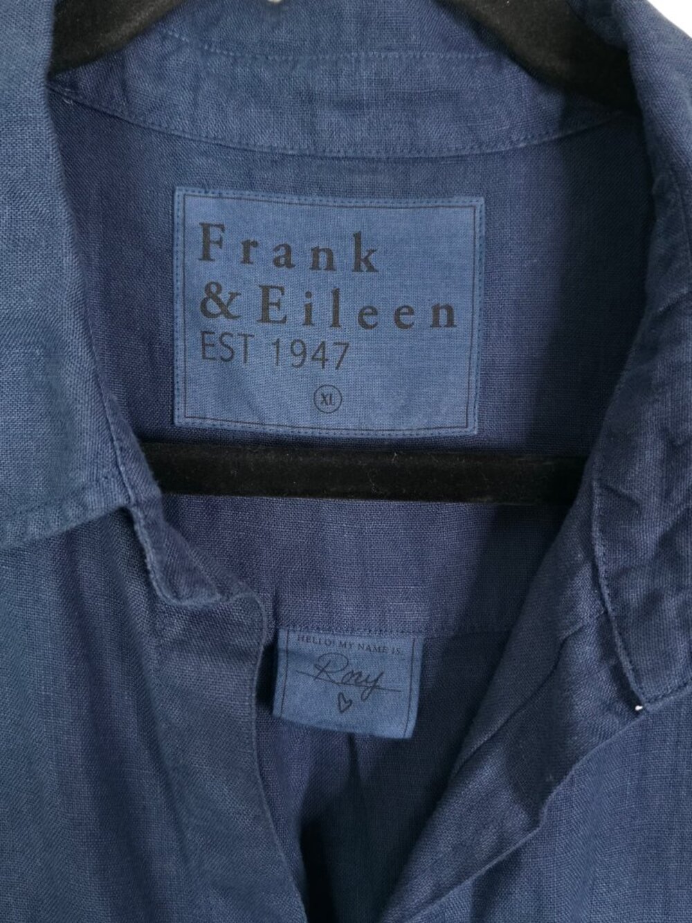 Frank & Eileen Rory Dress Navy Blue Washed Linen Maxi Shirtdress Size XL - Picture 4 of 10